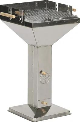 A stainless steel grill on a white background.