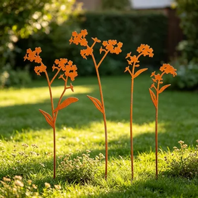 Immagine prodotto di Set di 4 decorazioni da giardino in metallo effetto ruggine