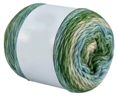 Image de Fil à broderie dégradé de couleurs, mélange coton/acrylique, 2 pelotes de 100g, couleur verte, idéal pour les débutants