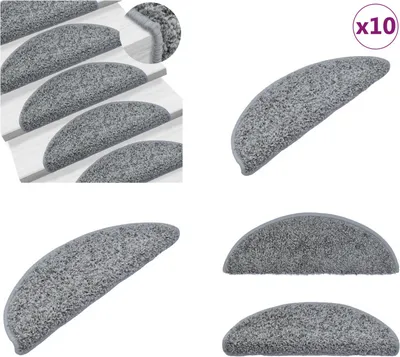 Image de vidaXL Tapis d'escalier 10 pcs. 65x25 cm Gris - Tapis d'escalier - Tapis d'escalier - Protection d'escalier