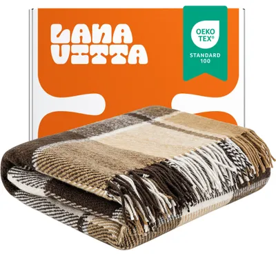 Zdjęcie produktu dla Koc Półwełniany Morfey Narzuta na łóżko Pled Jasnobeżowy 170x210 cm