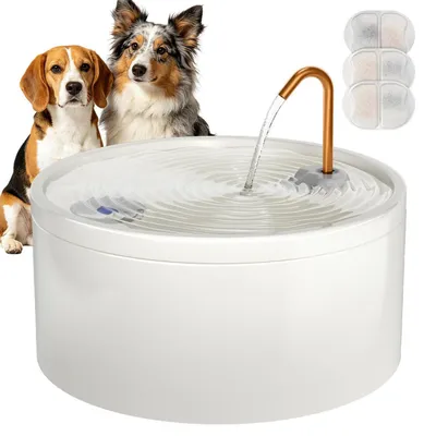 Immagine prodotto di Fontanella in Vetroceramica per cani e gatti, capacità 4 litri, con tubo in rame, pompa silenziosa, inclusa cartuccia filtrante, lavabile in lavastoviglie, colore bianco