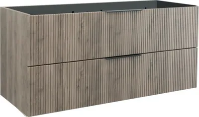 Produktbild von Jungborn Waschbeckenunterschrank QUATTRO BxHxT 120 x 55 x 46 cm Frontfarbe nussbaum geriffelt inkl. Einzelsiphon