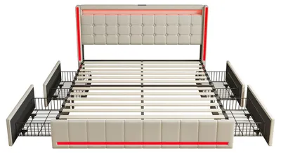 Immagine prodotto di Letto con contenitore - Letto con spazio contenitore - Letto con cassetto - Letto con porta USB - Letto con presa di corrente - Illuminazione a LED