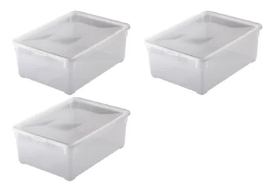Produktbild von Rotho 3-er Set Clear Box Man Shoe 10 l, Aufbewahrungsbox mit Deckel, QR-Code AppMyBox, transparent, stapelbar, Kunststoff/Plastik (PP)