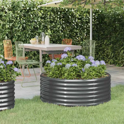 Image de vidaXL Lit surélevé Acier revêtu par poudre 100x100x36 cm Anthracite