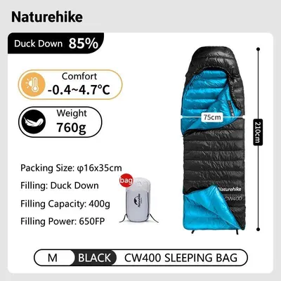 Produktbild von Schlafsack, ultraleichtes Design, Isolierung für kaltes Wetter, CW400 Schwarz M