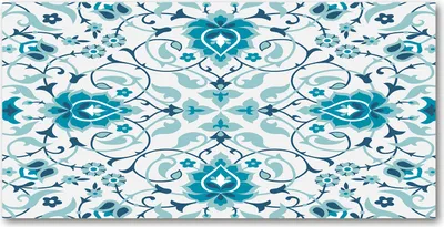 Produktbild von Tulup Glas-Bild -140x70- Wandkunst Dekorative Wand für Küche & Wohnzimmer - Blumen & Pflanzen - Arabisches Muster - Blau