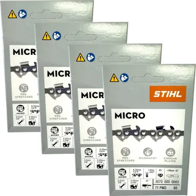 Produktbild von Stihl 4x 1/4" Picco Micro 3 (PM3) Sägekette 30 cm 1/4" P 1,1 mm 65 TG 4 Stück ( 4x 36700000065 )