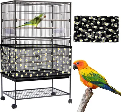 Produktbild von Vogelkäfig Abdeckung Gänseblümchenmuster Kordelzug Nylon Netz Einstellbar358
