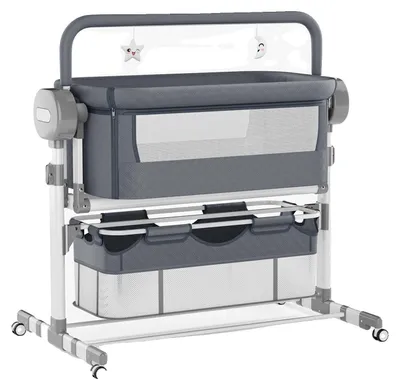 Imagen del producto de Cuna para bebé, con función de balanceo eléctrico, altura ajustable, modelo YC608-GRIS