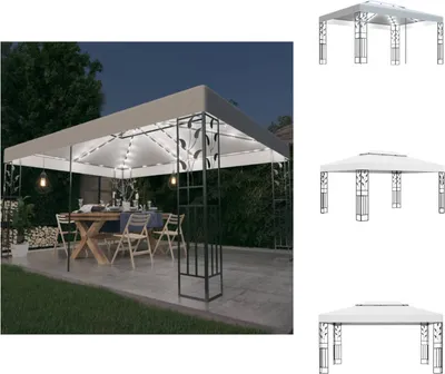 Image de vidaXL Pavillon avec double toit & guirlande lumineuse LED 3x4 m Blanc - Pavillons & Tentes de réception