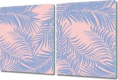 Produktbild von Glas-Herdabdeckplatte Glaskeramikkochfeld-Abdeckung Spritzschutz - 2x 40x52 cm - Palmblätter Exotisch