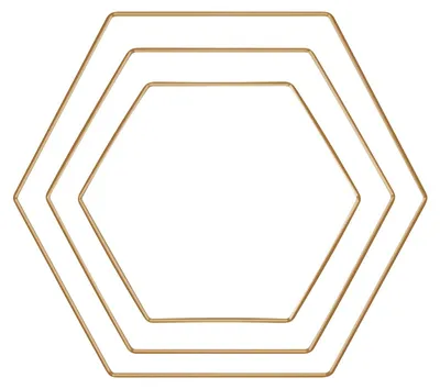 Image de 3 Anneaux métalliques hexagonaux - Or - 20/25/30 cm
