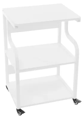 Image de Support pour imprimante mobile - Chariot d'imprimante à 3 niveaux - 50 x 40 x 74,5 cm - Bois - Monté sur roulettes - Pour imprimantes et presses de transfert - Blanc rustique