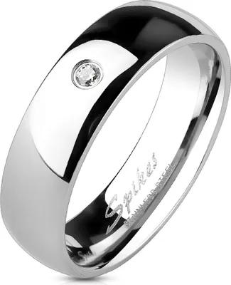 Produktbild von Herren Damen Ring Edelstahl Zirkonia Kristall Partnerring Ehering silber 70 - Ø 22,20 mm 6 mm