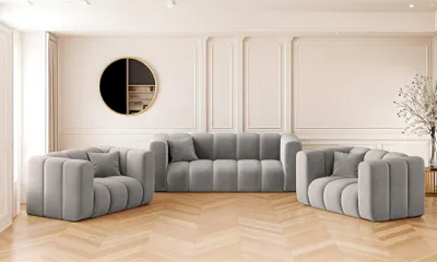 Produktbild von Kaiser Möbel Sofagarnitur 2+1+1 Couchgarnitur serie Grand stilvol, Stoff Salvador Grau