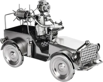 Zdjęcie produktu dla BRUBAKER Śrubowy wóz strażacki - Żelazna figurka straży pożarnej - Vintage wóz strażacki - Ręcznie wykonana metalowa figurka na prezent dla strażaka