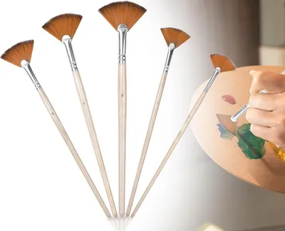Produktbild von Nylon-Fächerpinselset - 5 Stück - für Acrylmalerei und Aquarell