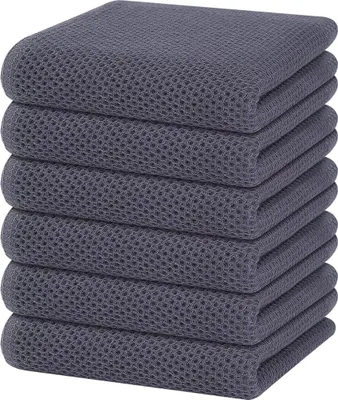 Produktbild von 6 Stück Geschirrtücher 100 % Baumwolle Waffelgewebe,34cm*74cm,Grau