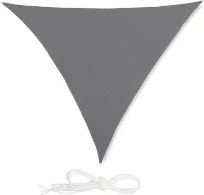 Image de Tente-soleil triangulaire Relaxdays, hydrofuge, résistante aux UV, avec cordes de tension, terrasse, balcon, jardin, 5 x 5 x 5 m, gris