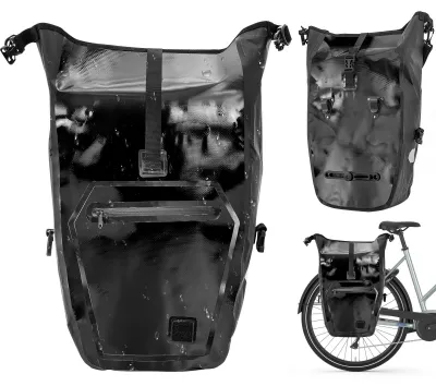 Produktbild von Fahrradtasche - Gepäckträgertasche 25 l - Große Kapazität - Wasserdicht - Hinterradtasche - Polyester - Schwarz