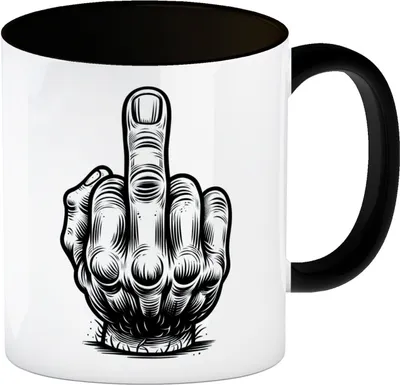 Produktbild von Mittelfinger Comic Kaffeebecher in schwarz