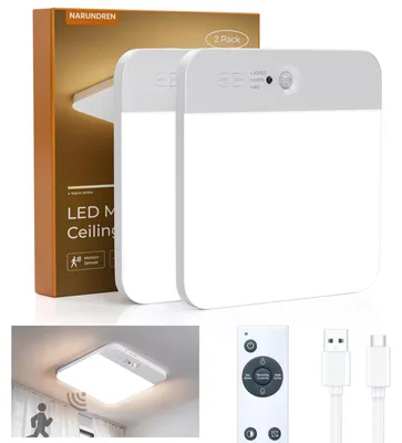 2er-Pack LED-Deckenleuchte mit Bewegungsmelder, Fernbedienung, 400lm