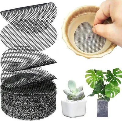 Produktbild von 100 Stück-Rundes Blumenkasten-Blumenständer- Pflanzen Netzpad-Blumenkäfig Gittermaß- Drainageständer Pflanzen-Verhindert Bodenverlust-Blumenkasten-4,5 cm