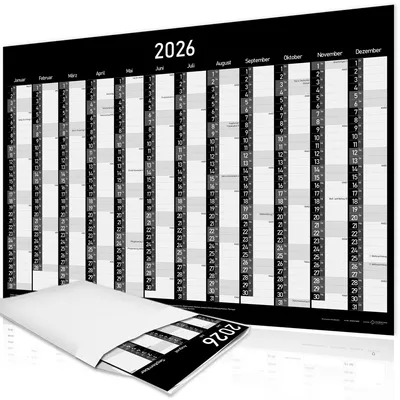 Obrázok produktu pre Nástenný kalendár 2026 – formát XXL, DIN A1 (84,1 x 59,4 cm) – ročný plánovač – týždne – sviatky – prehľadné zobrazenie – ročný kalendár