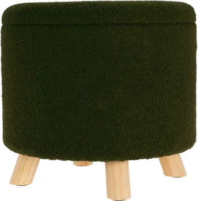 Produktbild von Runder kastanienbrauner Hocker 40x37cm mit Stauraum, Teddy-Stoff, multifunktional & stabil