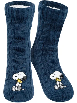 Produktbild von The Peanuts Snoopy Hüttensocken - Strick Haussocken für Damen Kuschelsocken Flauschige Wintersocken warme Frauen Socken Blau 39-42
