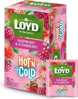 Immagine prodotto di Loyd Hot'N Cold - Lampone e fragola - Tè espresso freddo e caldo alla frutta - 15 bustine, 30 g