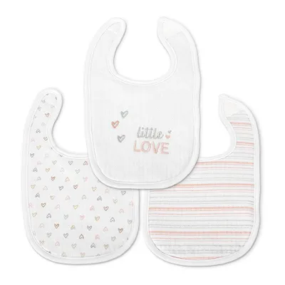 Produktbild von Lorelli Natural 3er-Pack Baby-Lätzchen mit Klettverschluss, Baumwollmischung, für Babys ab Geburt Girl