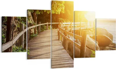 Produktbild von Bild auf Leinwand - Leinwandbild - Brücke Meer Welle - 125x70cm - Wand Bild - Wanddeko - Wandbilder - Leinwanddruck - Bilder - Kunstdruck - Wanddekoration - Leinwand bilder - Wandkunst - EA125x70-3876