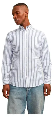 Image de Jack & Jones Chemise Oxford manches longues Blanc,Bleu L Homme Blanc,Bleu L