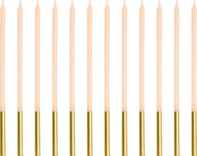 Image de Bougies d'anniversaire 14cm lisses Set de 12 Beige / Or