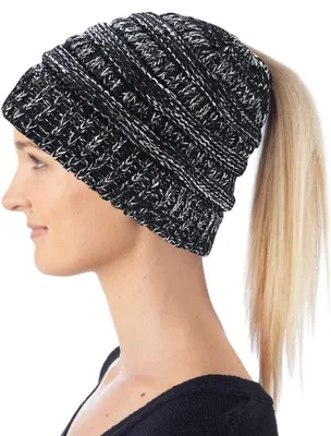 Produktbild von Hatstar Damen Beanie Mütze mit Zopfloch | Strickmütze für Pferdeschwanz | Ponyta