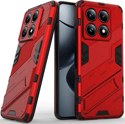 Obrázek produktu pro Pouzdro pro Xiaomi 14T Pro Hybridní PC TPU Nárazuvzdorné Ochranné Pouzdro s Funkcí Stojanu červené