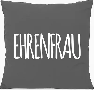 Produktbild von Huuraa Kissen Ehrenfrau Jugendwort 40x40cm mit Füllung Steel Grey Baumwolle Dekokissen Geschenkidee