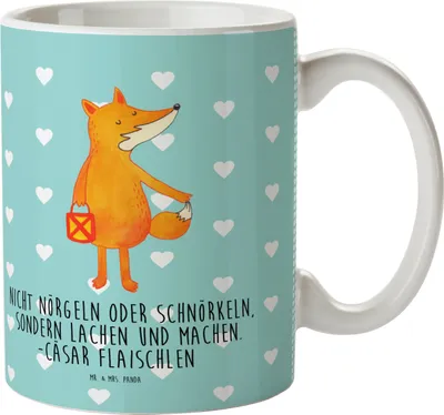Produktbild von Mr. & Mrs. Panda Pott Fuchs Laterne - Türkis Pastell - Geschenk, Camping Tasse, Plastikbecher, Positiv, Haferl, Gute Laune, Trinklernbecher, Optimistisch, Mehrwegbecher