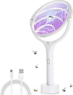 Produktbild von Faziango 5 in 1 Elektrische Fliegenklatsche 3500V Mücken Fliegenfänger Elektro Mückenklatsche Insektenvernichter mit Akku USB Wiederaufladbar mit LED-UV