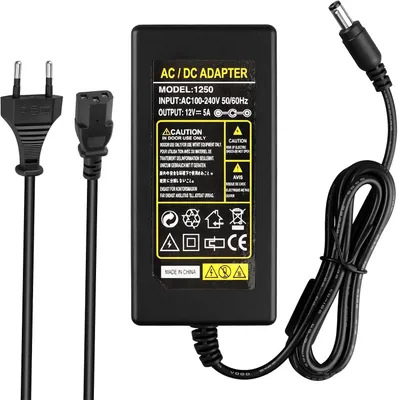 Produktbild von Netzteil 12 V, 5 A - Transformator von AC 100 V-240 V zu DC 12 Volt, 60 W - EU-Stecker