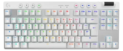 Produktbild von Logitech G PRO X TKL, Kabellos, RF Wireless + Bluetooth, Mechanischer Switch, QWERTZ, RGB-LED, Weiß