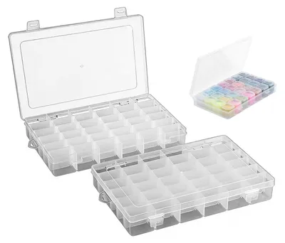 Aufbewahrungsbox mit 36 Fächern, Organizer, transparent, 27,5x17,5x4,5 cm