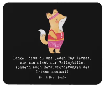 Produktbild von Mr. & Mrs. Panda Mouse Pad Volleyball Trainerin Inspiration - Schwarz - Geschenk, Spielfeld, Sport, mauspad laptop, Sportart, Mentorin, Mousepad, mausteppich, mousematte