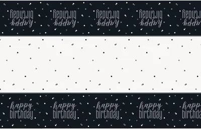 Produktbild von Tischdecke schwarz & silber Happy Birthday