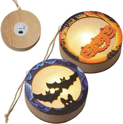 Productafbeelding van Pompoenlamp Halloween - Decoratie pompoen - Feestelijke sfeer creëren - Met vleermuispatronen - 2 stuks - Oranje