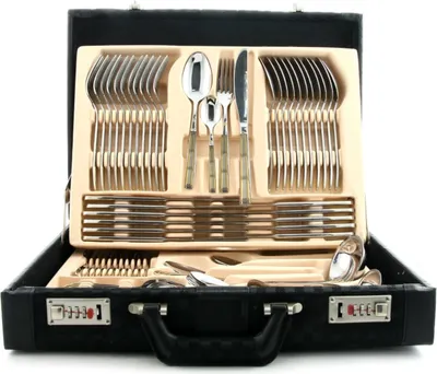 Produktbild von Hochwertiges Besteck Set 72-teilig Koffer Gold 12 Personen Edelstahl 18/10