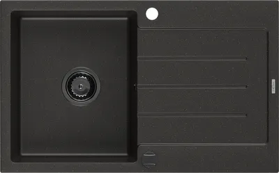 Immagine prodotto di Mexen Bruno lavello in granito a 1 vasca con gocciolatoio 795 x 495 mm, nero/oro metallizzato, sifone nero - 6513791010-75-B